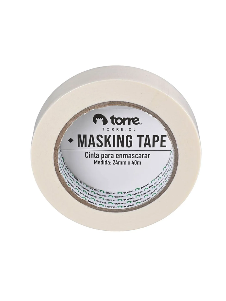 Cinta Masking Tape color crema 24 mm x 40 mt Torre 4