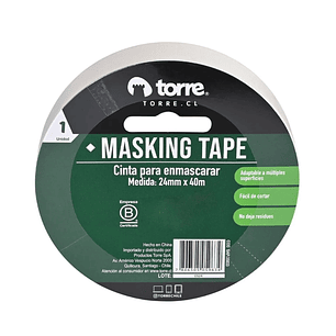 Cinta Masking Tape color crema 24 mm x 40 mt Torre