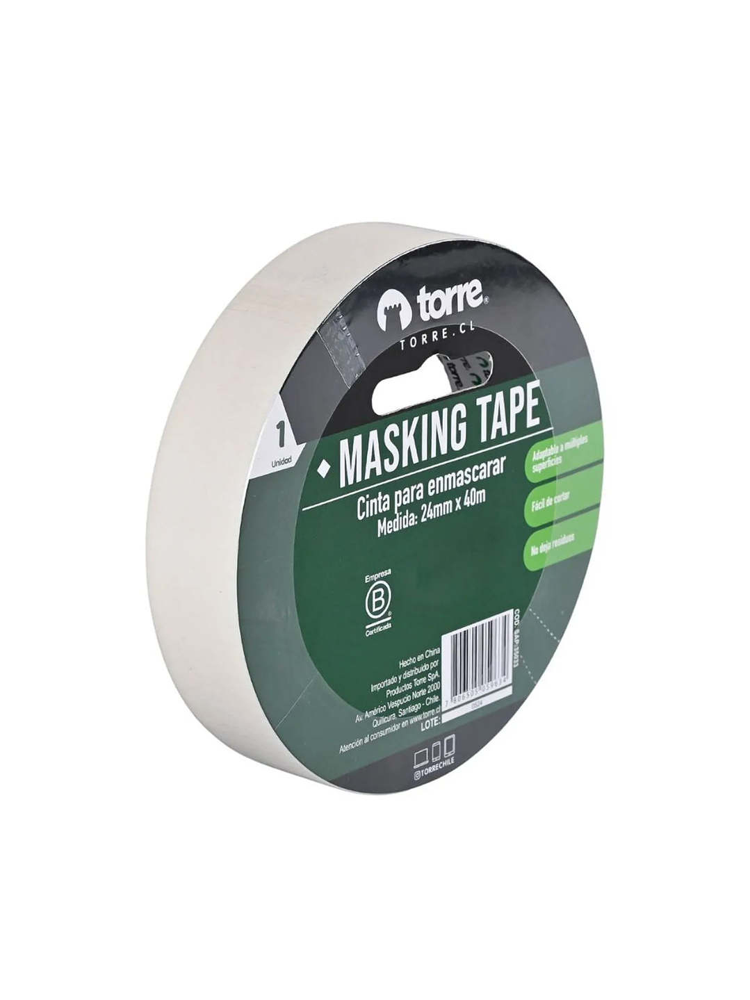 Cinta Masking Tape color crema 24 mm x 40 mt Torre 3
