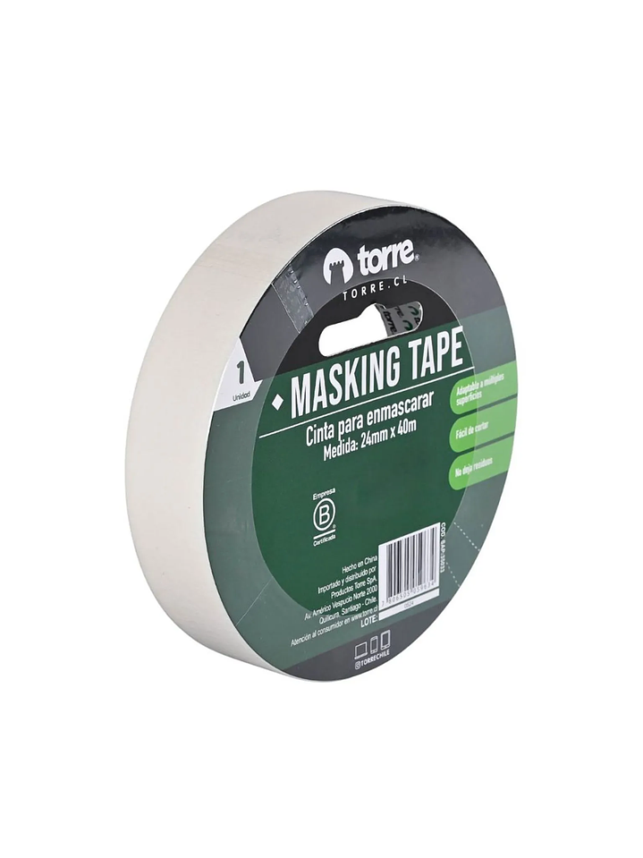 Cinta Masking Tape color crema 24 mm x 40 mt Torre 3