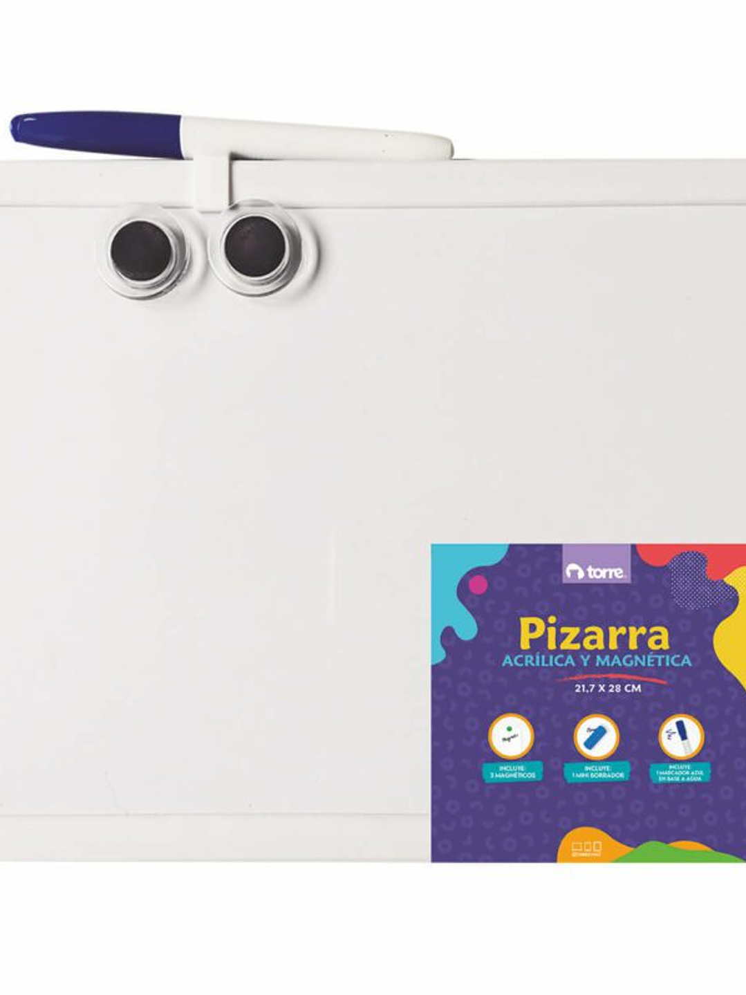Pizarra Acrilica Magnetica Escolar con borde blanco 21,7 x 28 cm Torre 1