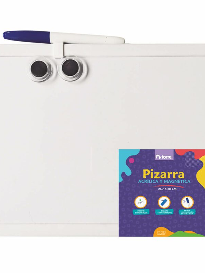 Pizarra Acrilica Magnetica Escolar con borde blanco 21,7 x 28 cm Torre 1
