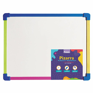 Pizarra Acrilica Magnetica Escolar con borde de colores 21,7 x 28 cm Torre