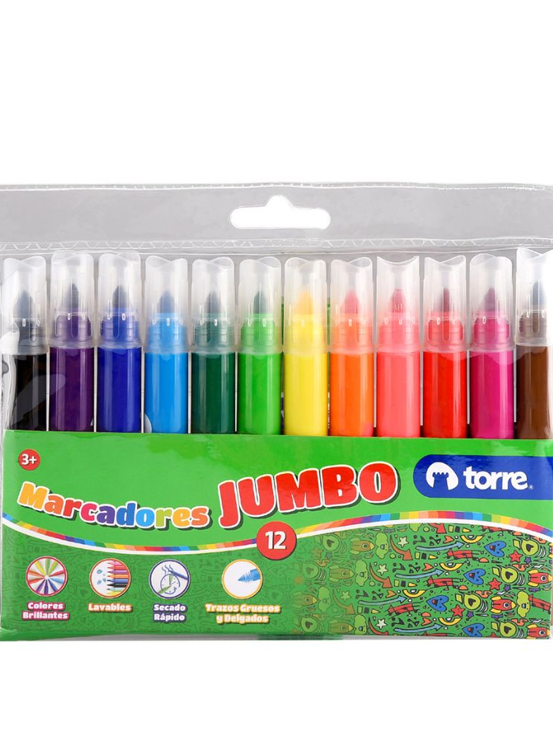 Plumones Dibujo Jumbo 12 Colores 1