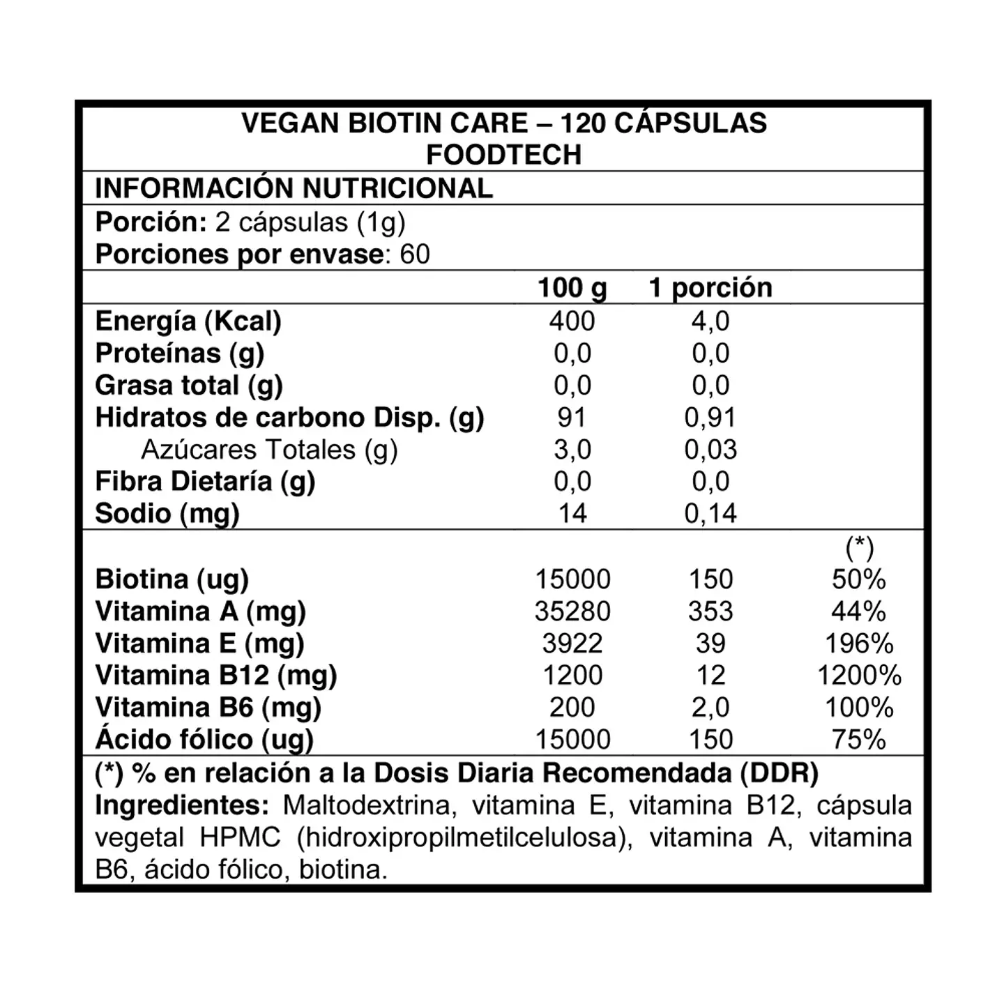 Biotina - Vegan Biotin Care 120 Cápsulas 2