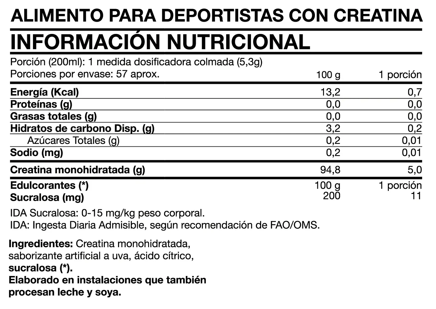 Creatina Monohidratada en Polvo- Sabor a Chicle de Uvas 2