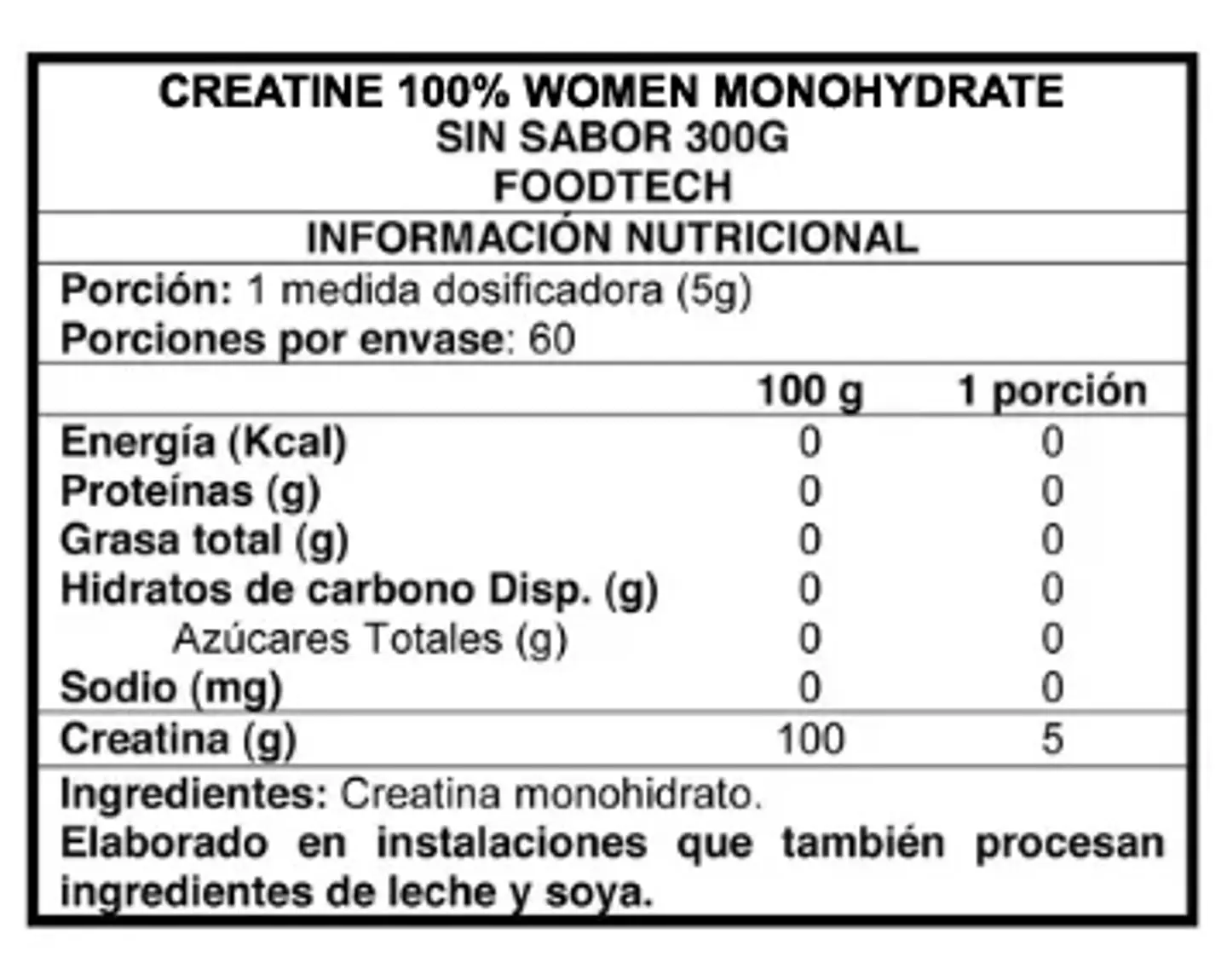 Creatina Monohidratada - 100% Women 300gr 2