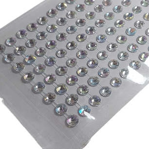 Cristal Adhesivo Plateado Holográfico 8mm