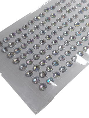 Cristal Adhesivo Plateado Holográfico 8mm