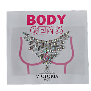 Cristal Adhesivo Escote en V Plateado Holográfico