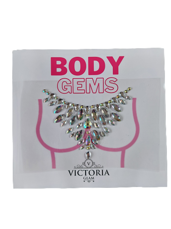 Cristal Adhesivo Escote en V Plateado Holográfico 1