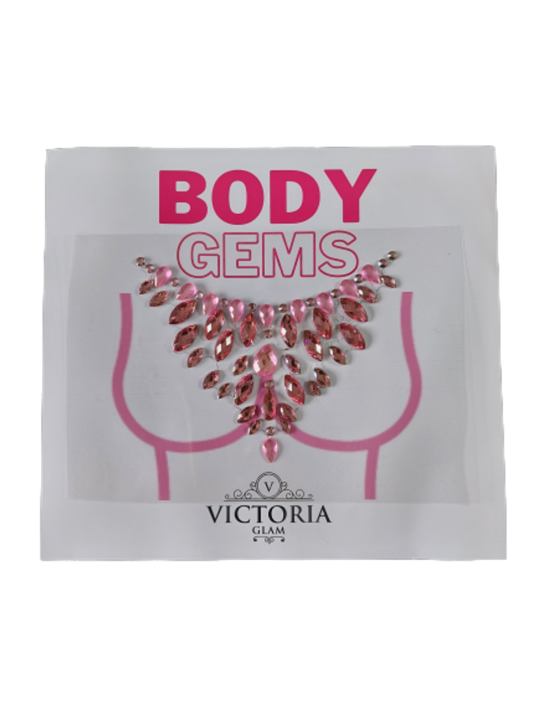 Cristal Adhesivo Escote en V Rosado 1