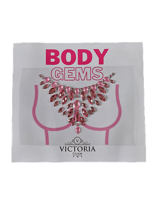 Cristal Adhesivo Escote en V Rosado