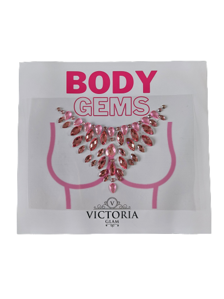 Cristal Adhesivo Escote en V Rosado 1