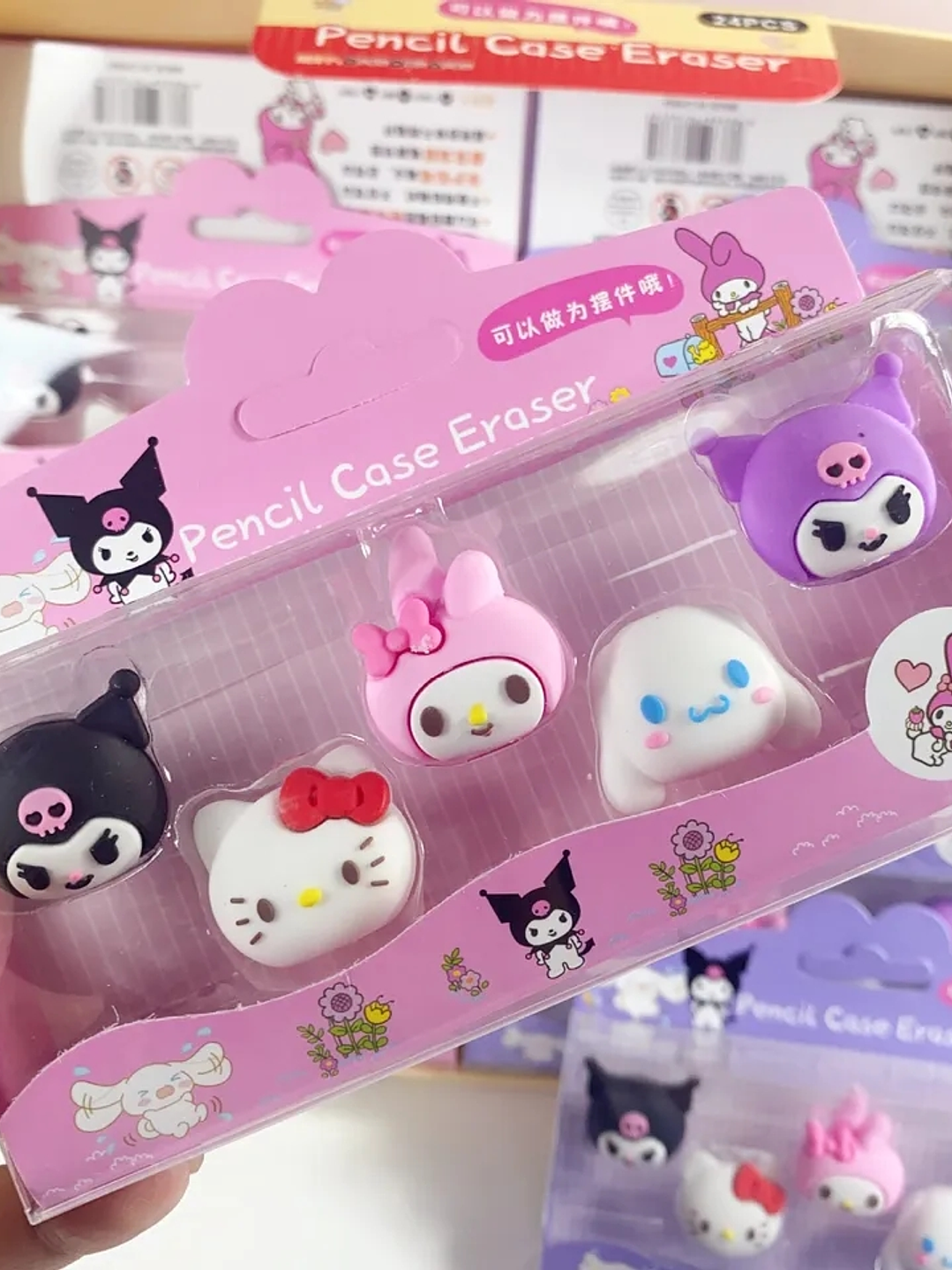 Set Gomas de borrar Hello Kitty y sus amigos 01 - Rosa 1