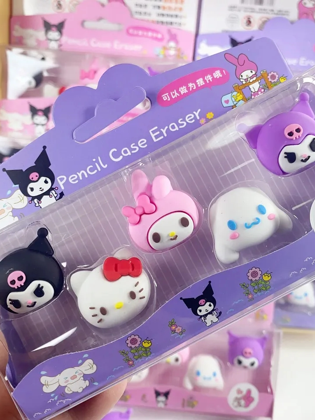 Set Gomas de borrar Hello Kitty y sus amigos 02 - Morado 1