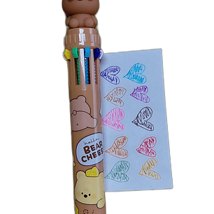Lápiz 10 Colores Osito Café Kawaii 