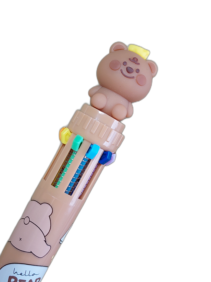 Lápiz 10 Colores Osito Café Kawaii  3