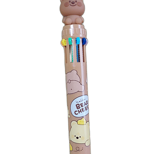 Lápiz 10 Colores Osito Café Kawaii 