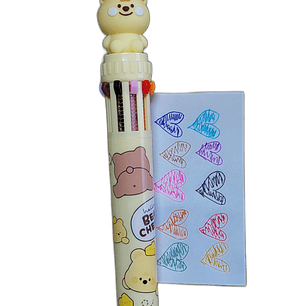 Lapiz 10 Colores Osito Amarillo Kawaii