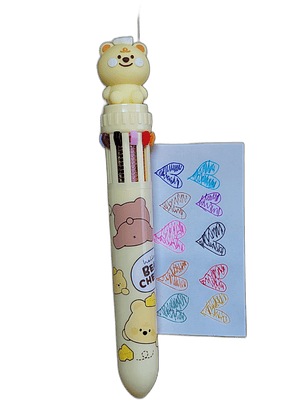 Lapiz 10 Colores Osito Amarillo Kawaii