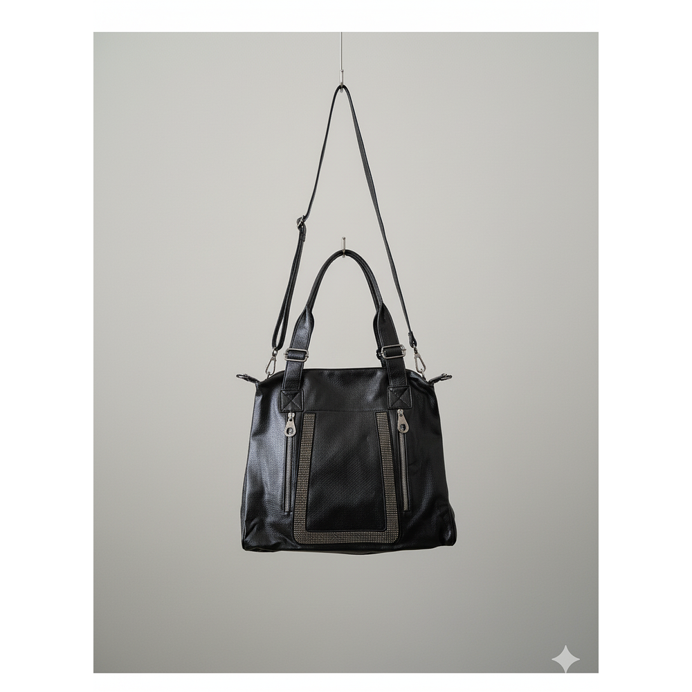 BOLSON ECOCUERO NEGRO CRISTALES