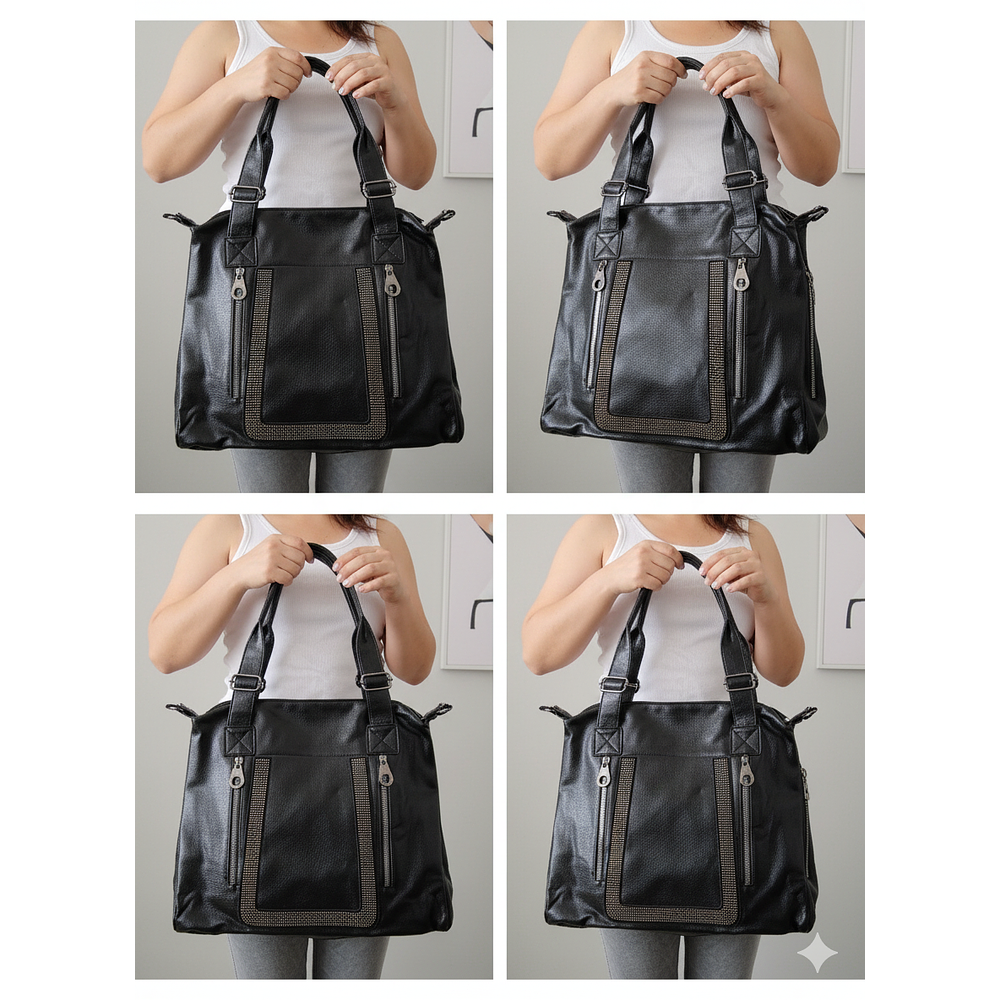 BOLSON ECOCUERO NEGRO CRISTALES