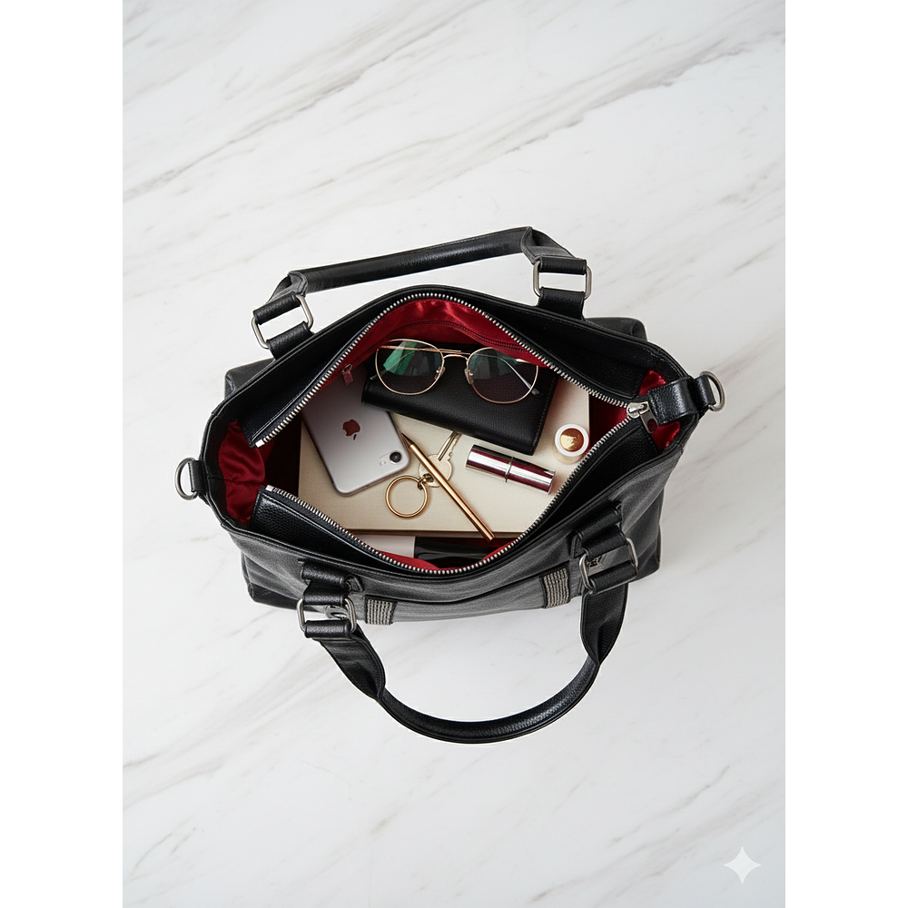 BOLSON ECOCUERO NEGRO CRISTALES