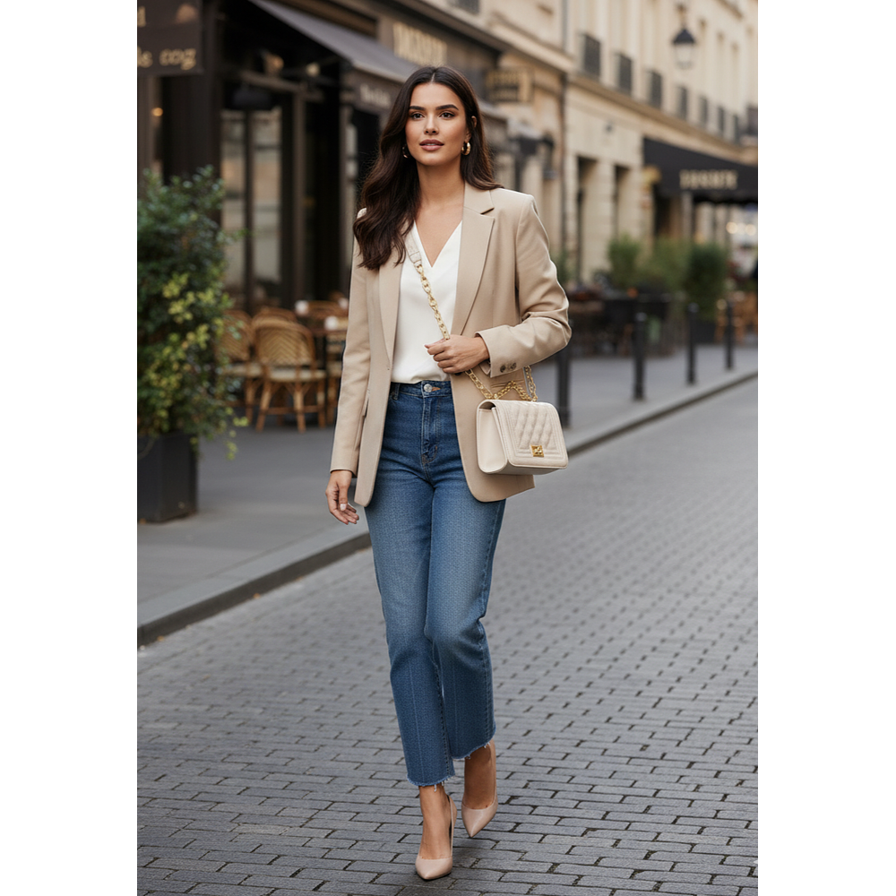 CROSBODY  NUDE CADENA DORADA