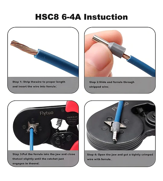 Kit Herramienta Ferrulera HSC8 6-4A con 1200 Terminales