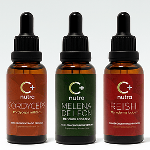Foco- Calma - Energía Kit Trío Adaptógenos - Concentrados Premium 30ml c/u - Melena de León + Reishi + Cordyceps