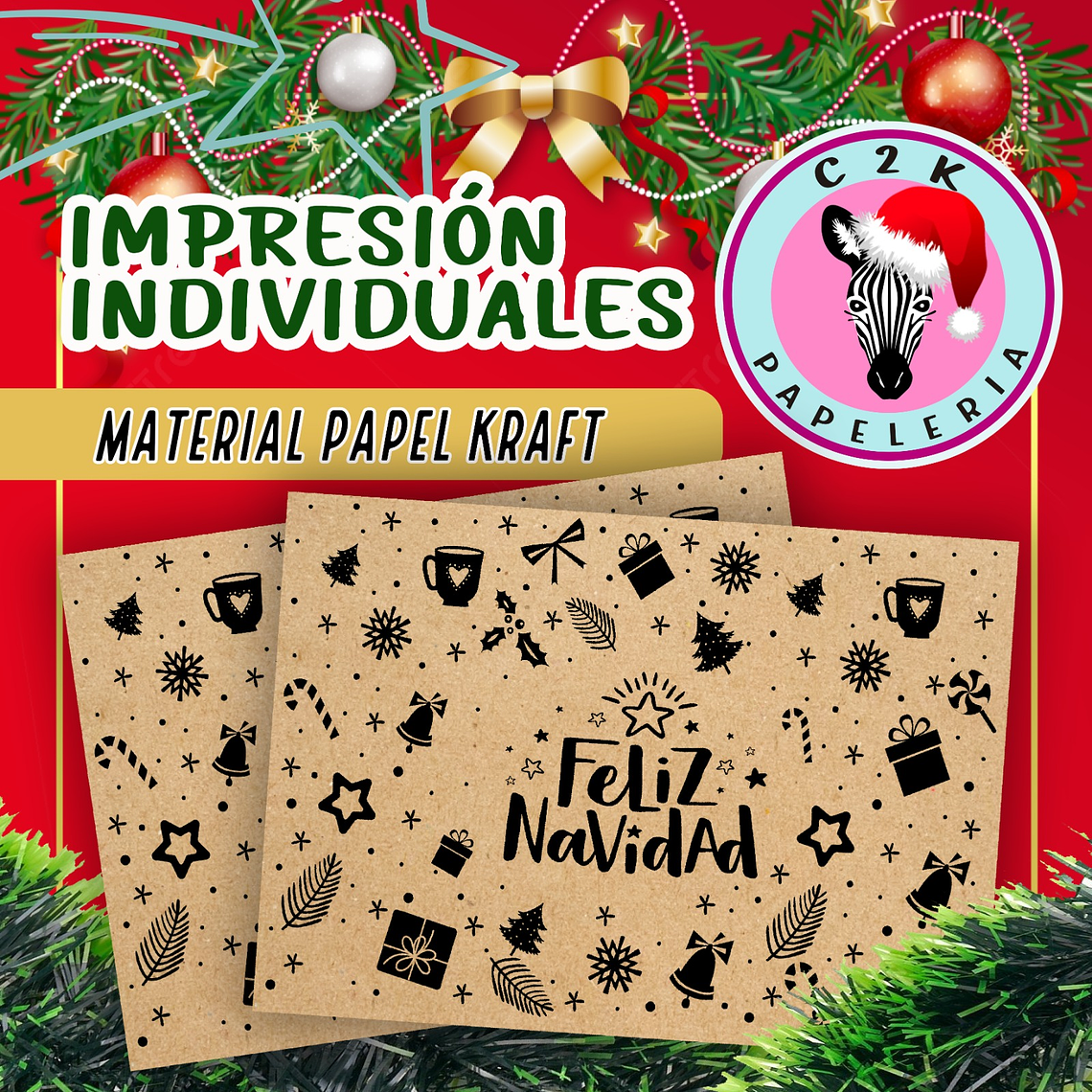 Individuales de papel kraft Navidad 1