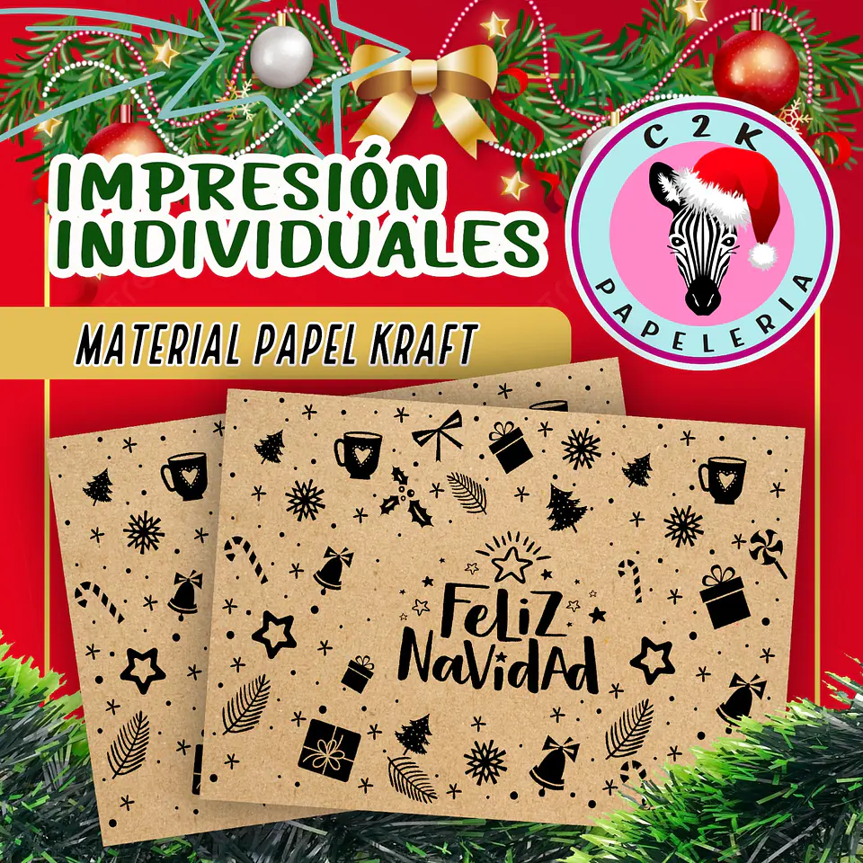 Individuales de papel kraft Navidad 1