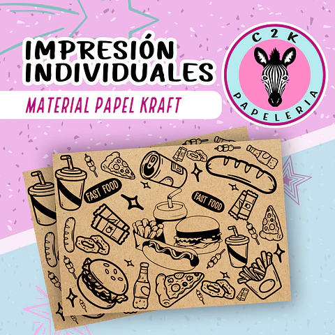 Individuales de papel kraft comida rápida