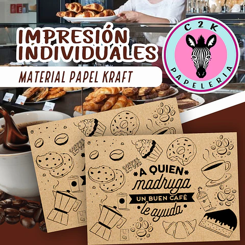 Individuales de papel kraft Cafetería