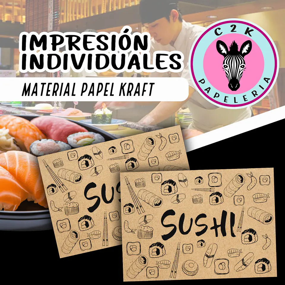 Individuales de papel kraft Sushi 1