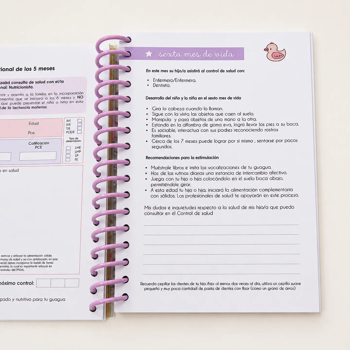 Agenda/cuaderno Control Pediátrico | Control Sano + Particular 6