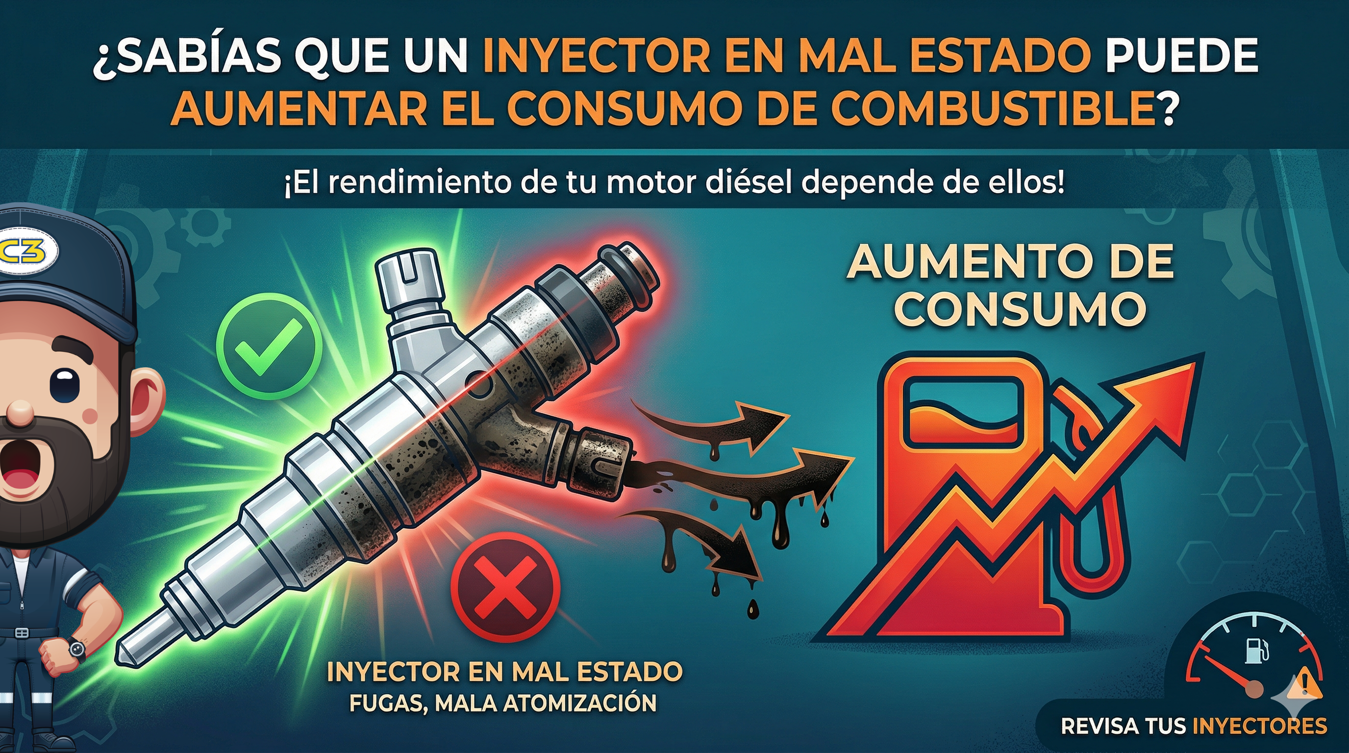 🚗 ¿Sabías que un inyector en mal estado puede aumentar el consumo de combustible?