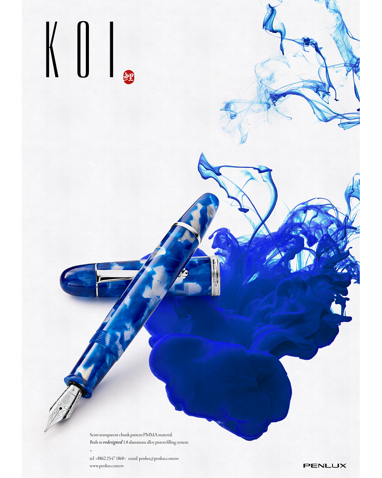 Pluma Penlux Koi- Azul & Blanco - Como el Pez KOI