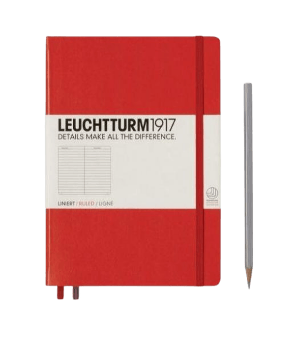 Libreta Leuchtturm Mediana Tapa Dura Composición Roja