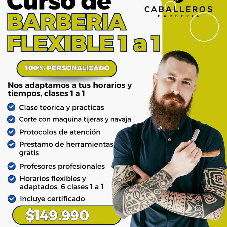 Reserva curso de Barberia FLEXIBLE 1 a 1 1