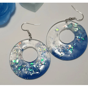 Brincos Azul Folha de Prata