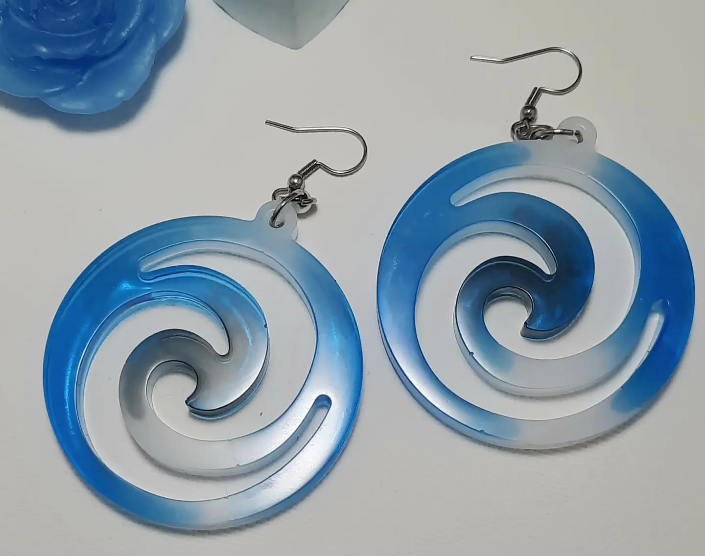 Brincos Resina Remoinho Azul 1