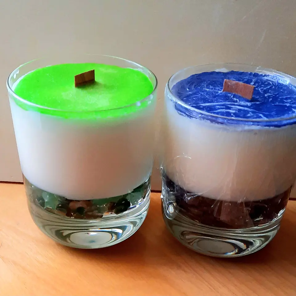 Vela Copo Gel Pedras Naturais 1