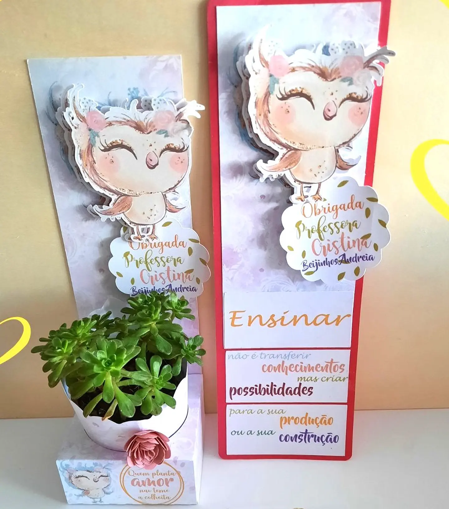 Lembrança Professores com Mini Planta Natural 1