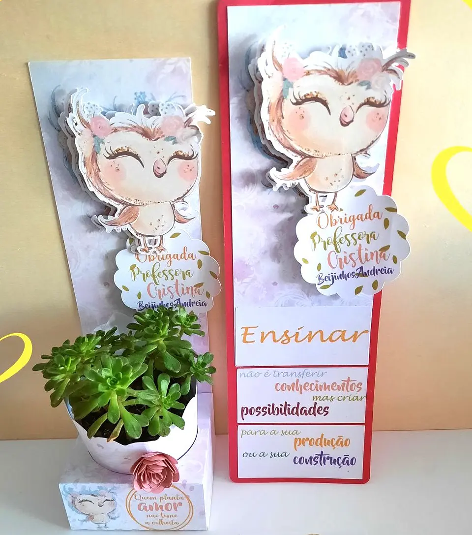 Lembrança Professores com Mini Planta Natural 1
