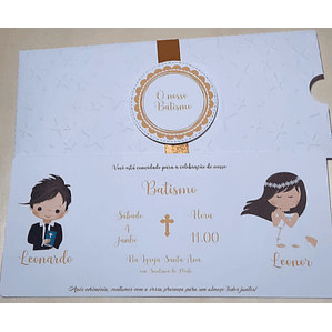 Convite de Batismo Duplo