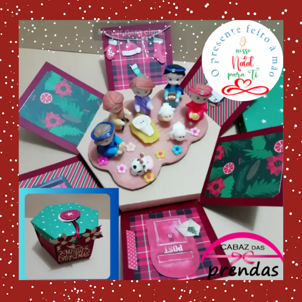 Mini Presépio Biscuit em caixa explosão natalícia 1