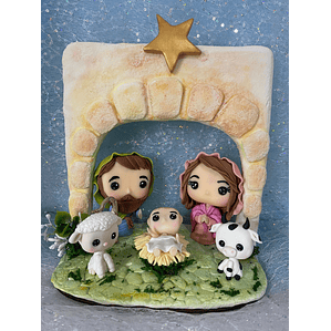 Presépio de Natal POP — Família Sagrada com Animais