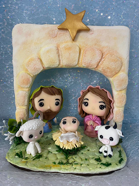 Presépio de Natal POP — Família Sagrada com Animais